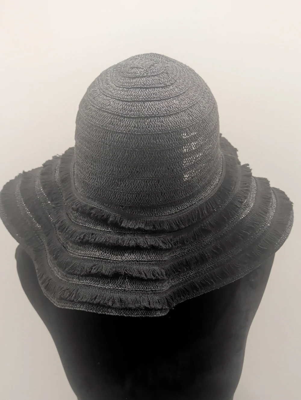 Stella & Dot Black Layered Brim Straw Hat
